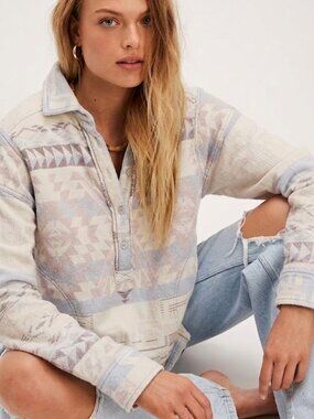 Free People We The Free Arizona Sky Pullover Top Ice Combo XS